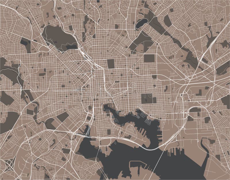 Mapa Da Cidade De Baltimore, Maryland, EUA Ilustração Stock