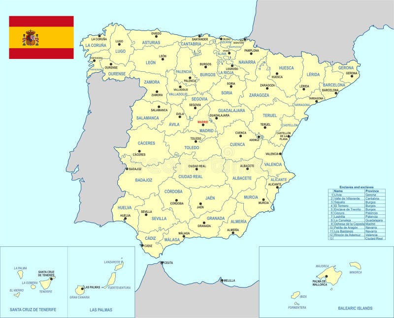 Mapa Da Espanha Ilustração Do Vetor Ilustração De Cidades 89878234