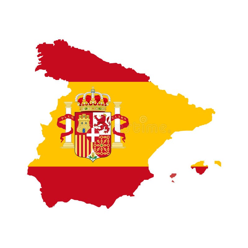 Mapa Da Espanha Com Bandeira De Spain Para Dentro Ilustração Do Vetor
