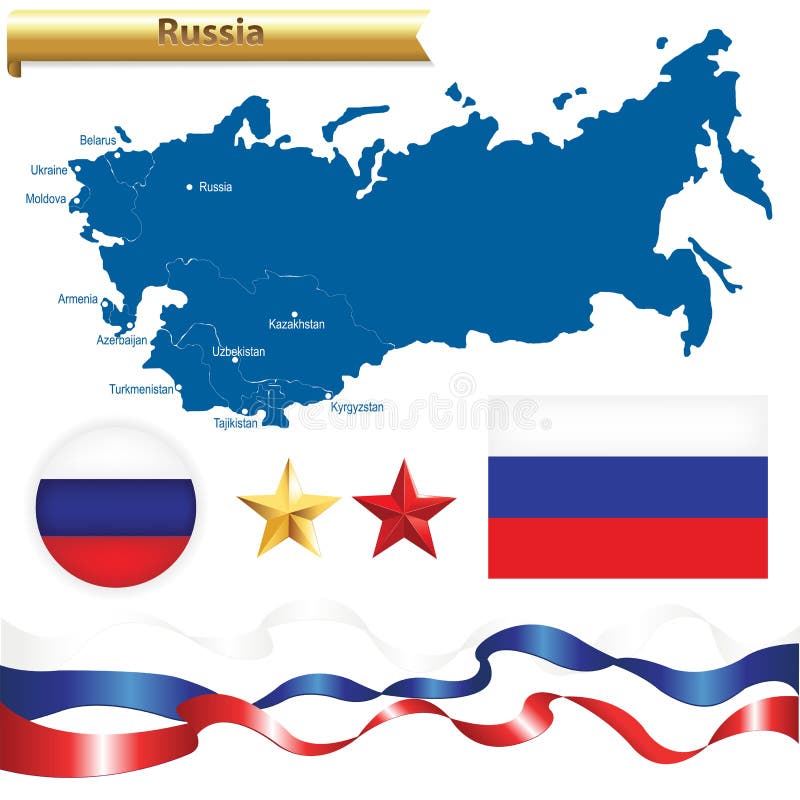 Mapa Da Federação Russa E Jogo De Símbolos Ilustração do Vetor - Ilustração  de bandeira, fundo: 17459983