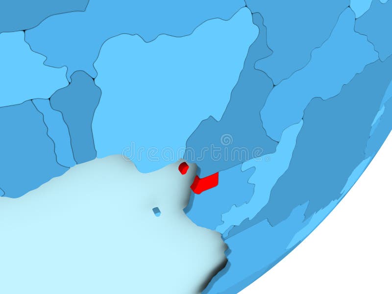 Mapa da Guiné Equatorial no globo político azul ilustração do vetor