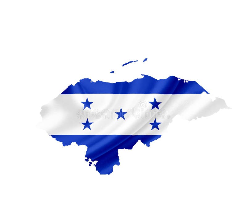 Map of Honduras with waving flag isolated on white. Map of Honduras with waving flag isolated on white