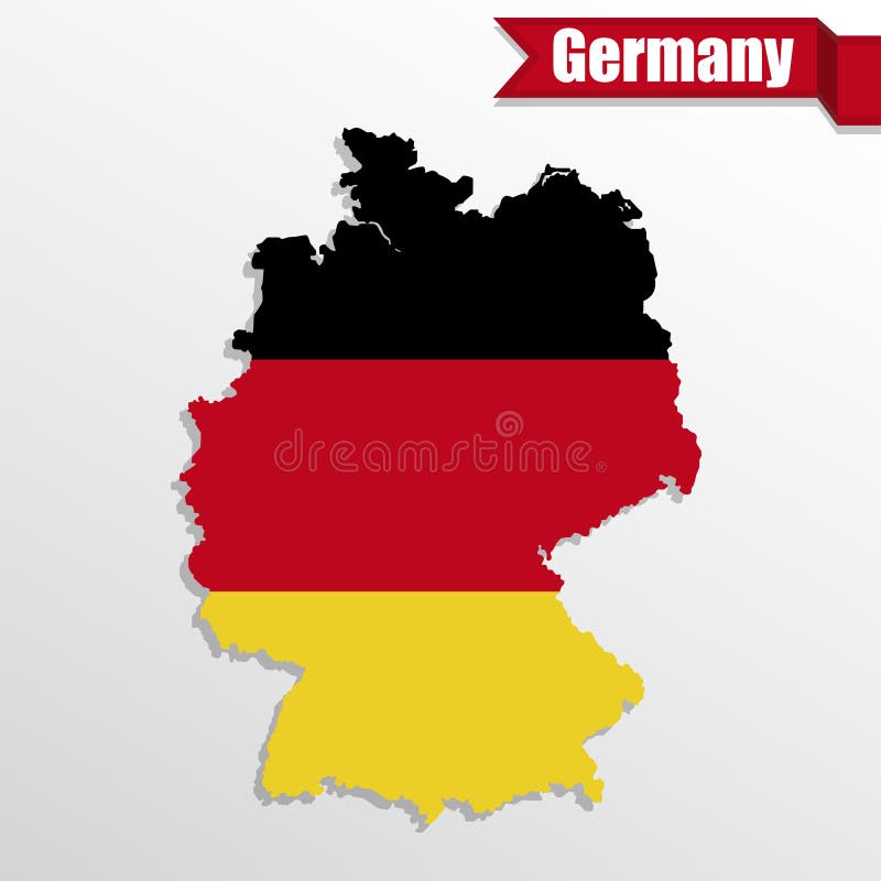 Mapa de Alemania con la bandera de Alemania interior y la cinta ilustración del vector Mapa de Alemania con la bandera de Alemania interior y la cinta ilustración del vector