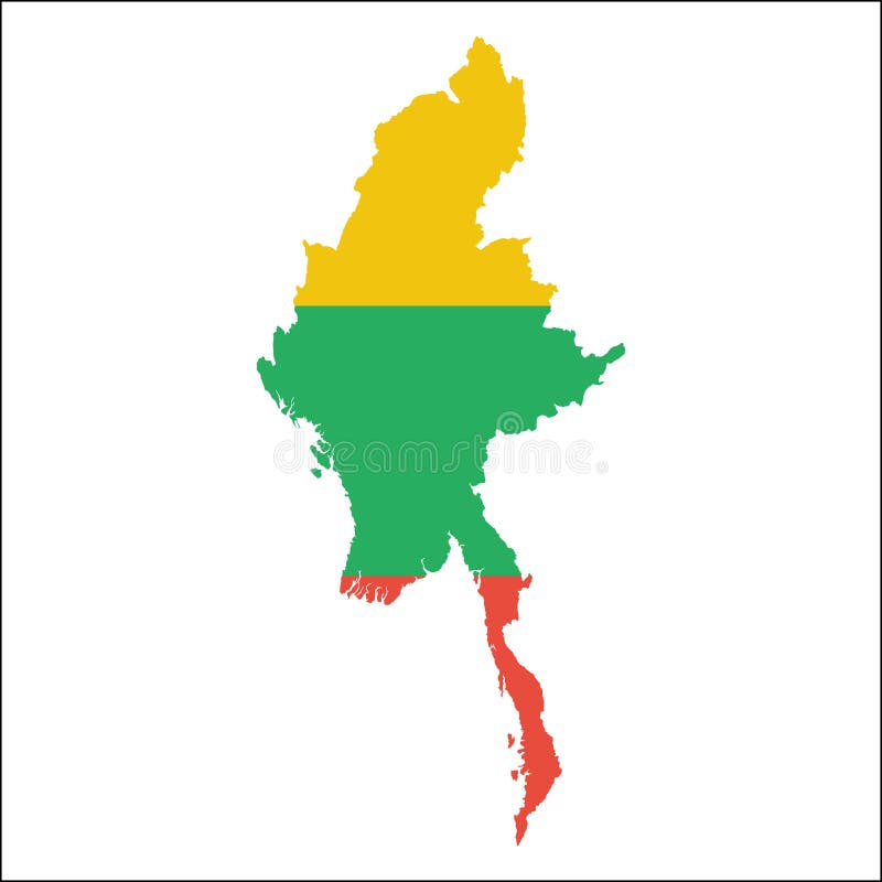 Mapa de alta resolución de Myanmar con la bandera nacional libre illustration Mapa de alta resolución de Myanmar con la bandera nacional libre illustration