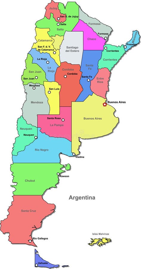 Mapa de Argentina ilustração do vetor. Ilustração de azul - 13234980