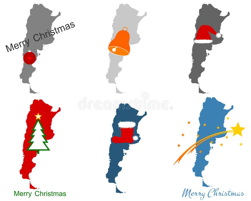 Mapa De Argentina Com Símbolos Do Natal Ilustração do Vetor - Ilustração de  abeto, natal: 144883147