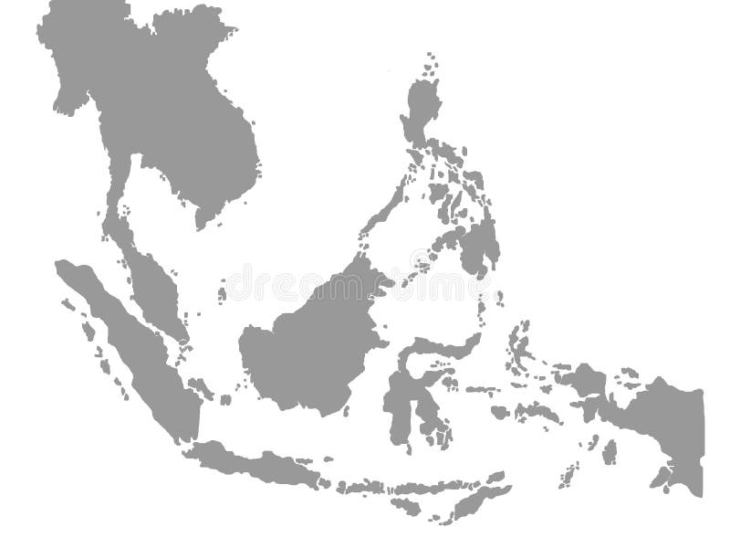 Mapa de Asia sudoriental en el fondo blanco