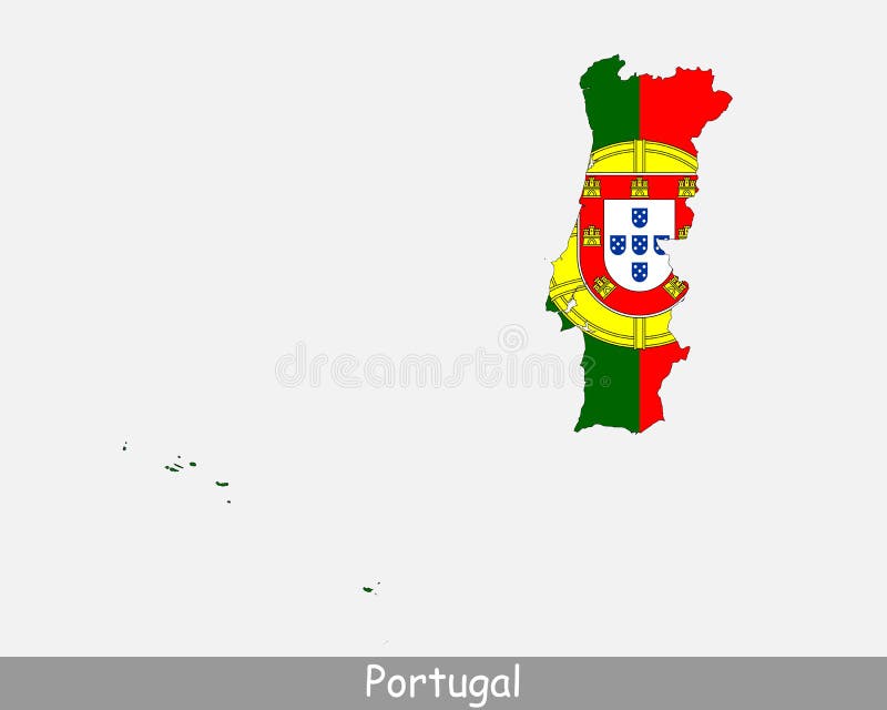 Mapa político de portugal com bandeira nacional de lisboa da capital e país  europeu das fronteiras