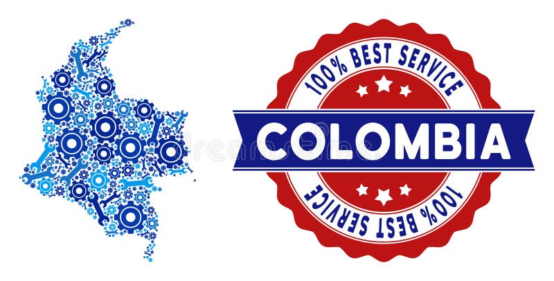 Mapa de Colômbia do mosaico de ferramentas do reparo ilustração royalty free Mapa de Colômbia do mosaico de ferramentas do reparo ilustração royalty free