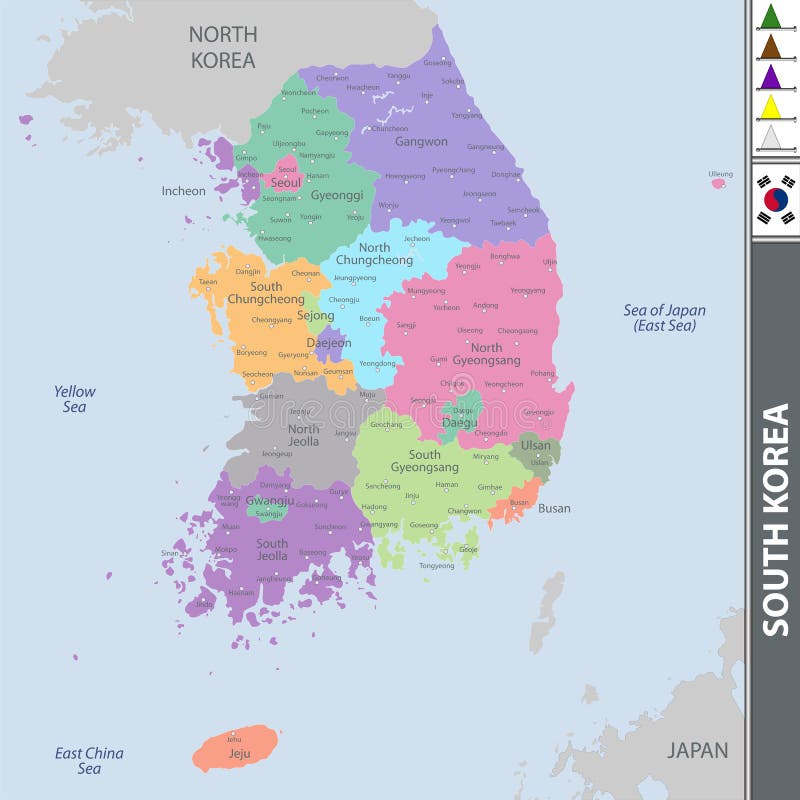Mapa de Coreia do Sul ilustração do vetor Mapa de Coreia do Sul ilustração do vetor