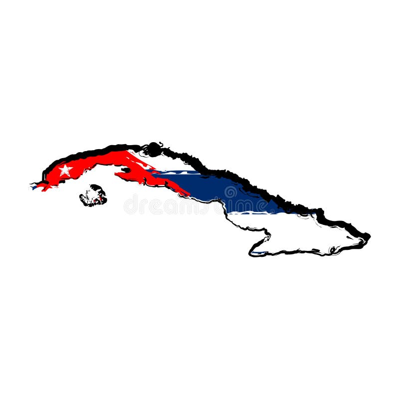 Mapa de Cuba com bandeira ilustração stock Mapa de Cuba com bandeira ilustração stock