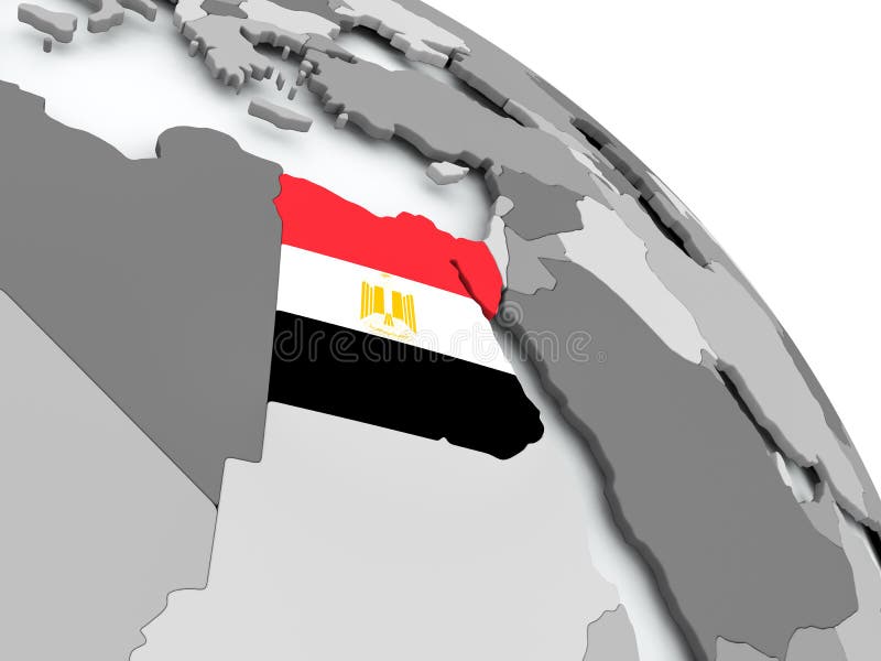 Mapa de Egito com a bandeira no globo ilustração royalty free