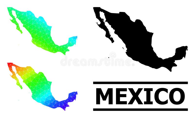 Mapa de espectro preenchido pelo triângulo do méxico com gradiente diagonal ilustração stock
