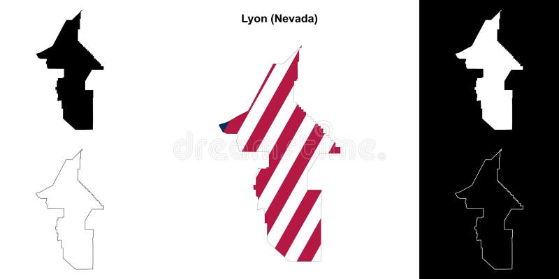 Mapa de esquema de lyon ilustración del vector. Ilustración de condados