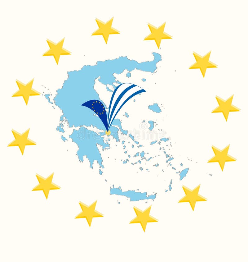 Mapa de Grécia com bandeira e estrelas ilustração do vetor Mapa de Grécia com bandeira e estrelas ilustração do vetor