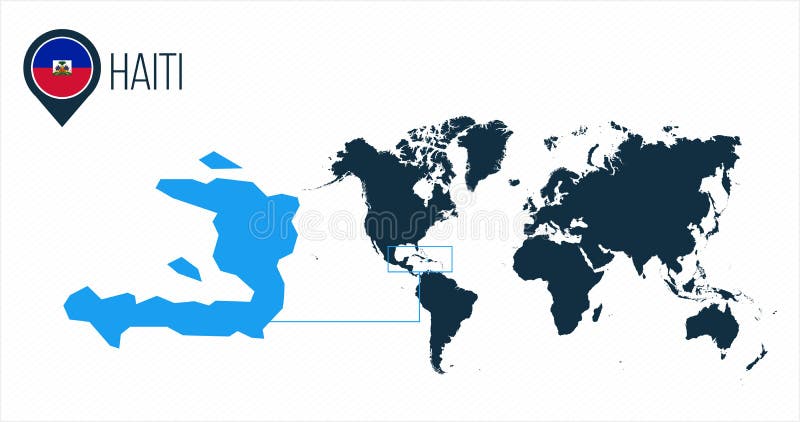 Mapa de Haití situado en un mapa del mundo con la bandera e indicador o perno del mapa Mapa de Infographic Ejemplo del vector ais libre illustration Mapa de Haití situado en un mapa del mundo con la bandera e indicador o perno del mapa Mapa de Infographic Ejemplo del vector ais libre illustration