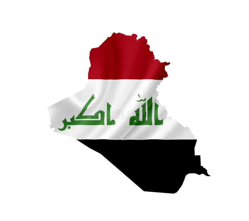 Map of Iraq with waving flag isolated on white. Map of Iraq with waving flag isolated on white