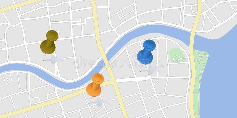 Mapa de la ciudad con los pernos ilustración del vector Mapa de la ciudad con los pernos ilustración del vector