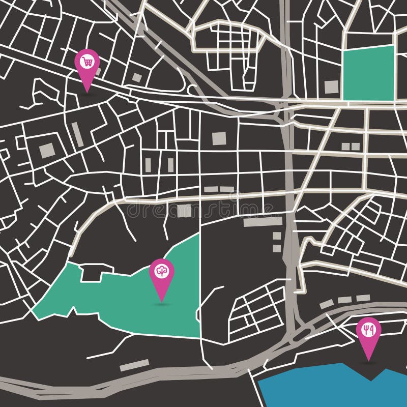 Mapa De La Ciudad Del Vector Ilustración Del Vector Ilustración De