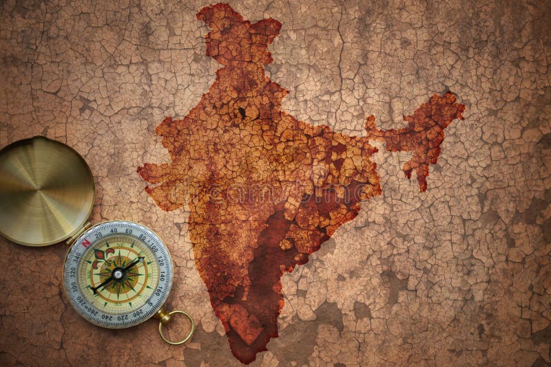 Mapa de la India en un papel viejo de la grieta del vintage imagen de archivo Mapa de la India en un papel viejo de la grieta del vintage imagen de archivo