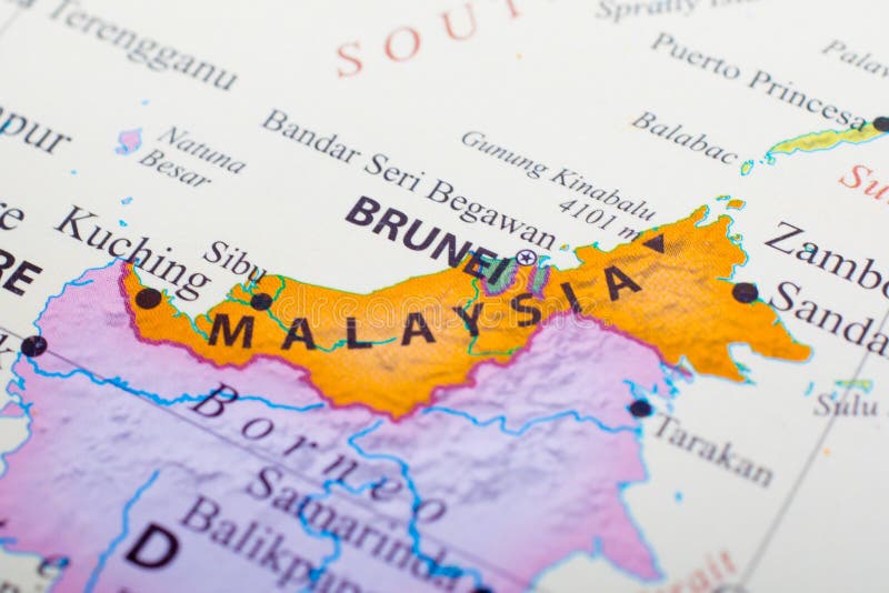 Mapa de la parte de Malasia al lado de Brunei imagenes de archivo Mapa de la parte de Malasia al lado de Brunei imagenes de archivo