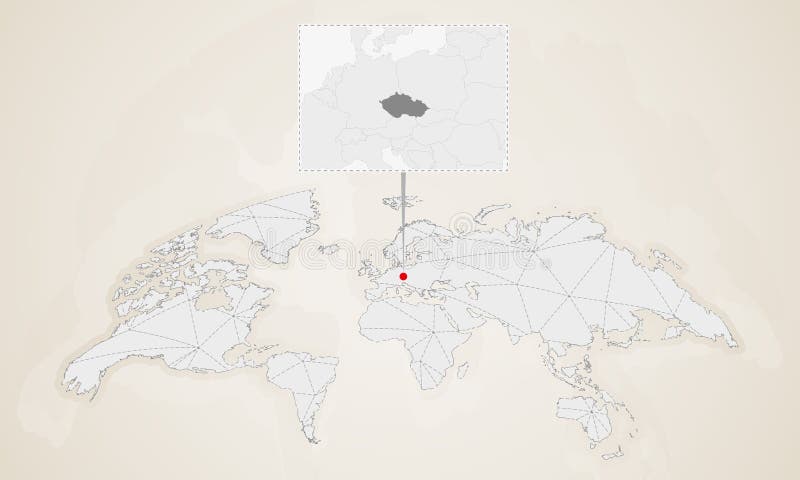 Mapa de la República Checa con los países vecinos fijados en mapa del mundo ilustración del vector Mapa de la República Checa con los países vecinos fijados en mapa del mundo ilustración del vector