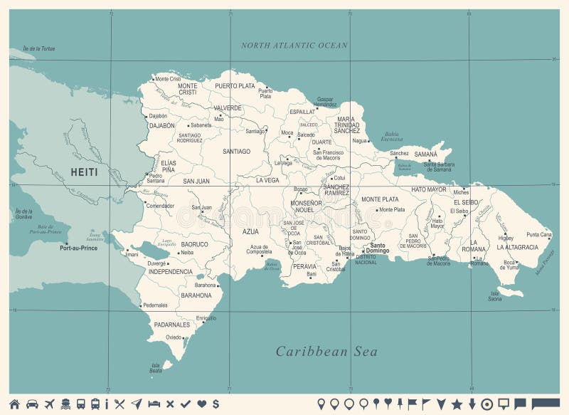 Mapa de la República Dominicana - ejemplo detallado del vector del vintage libre illustration Mapa de la República Dominicana - ejemplo detallado del vector del vintage libre illustration
