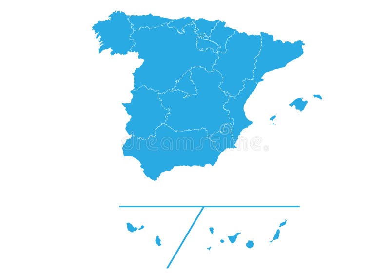 Mapa De Las Provincias De España Alto Mapa Detallado Del Vector - Provincias  De España Ilustración del Vector - Ilustración de indicador, detallado:  114399613