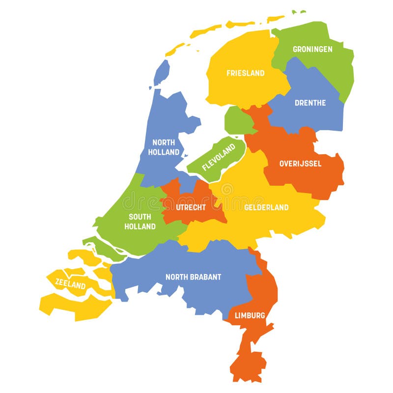 Mapa De Las Provincias De Los Países Bajos Ilustración del Vector