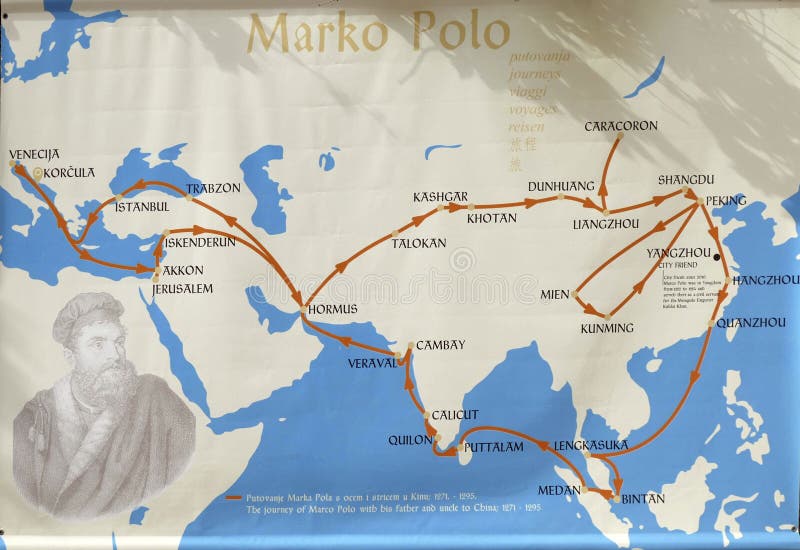 Mapa De Los Viajes De Marco Polo Foto editorial - Imagen de casero: 151114581