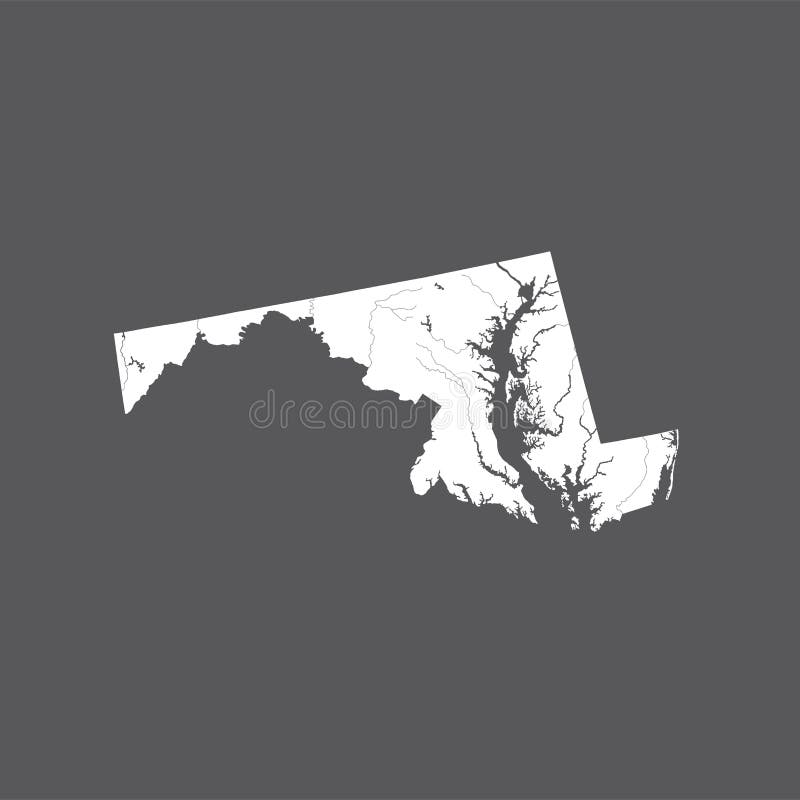 Mapa De Maryland Con Los Lagos Y Los Ríos Ilustración del Vector