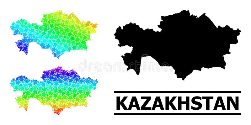 Mapa de mosaico de estrellas de gradiente de arco iris del collage de kazajistán ilustración del vector