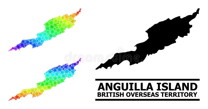 Mapa de mosaico de estrellas de gradiente arco iris del collage de la isla de anguilla libre illustration