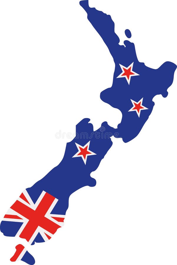 Mapa de Nueva Zelanda con la bandera ilustración del vector Mapa de Nueva Zelanda con la bandera ilustración del vector