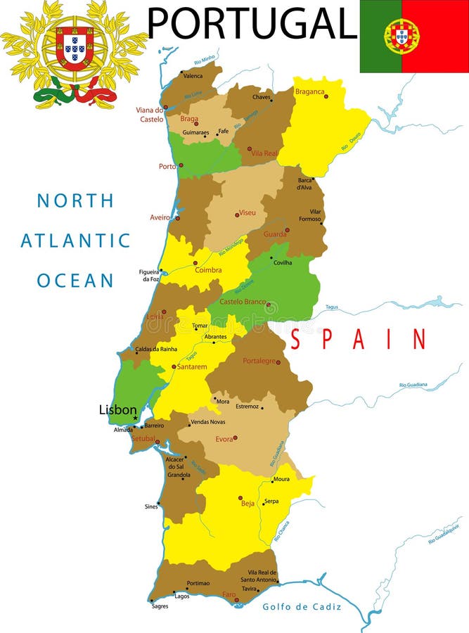 Mapa de Portugal ilustração do vetor. Ilustração de mapas - 6219062