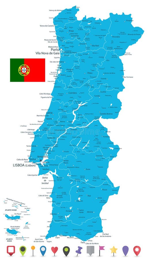 Vetores de Mapa De Portugalmapa Preto Detalhado Elevado Com