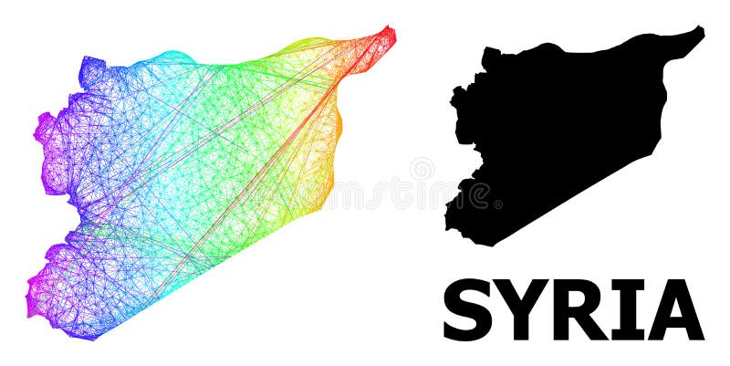 Mapa de red de siria con gradiente de color arcoiris libre illustration