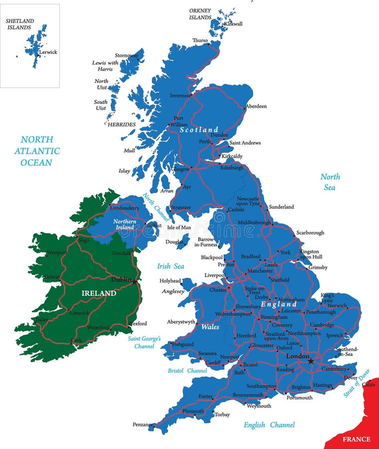 United Kingdom vector map with main regions,cities and roads. United Kingdom vector map with main regions,cities and roads.