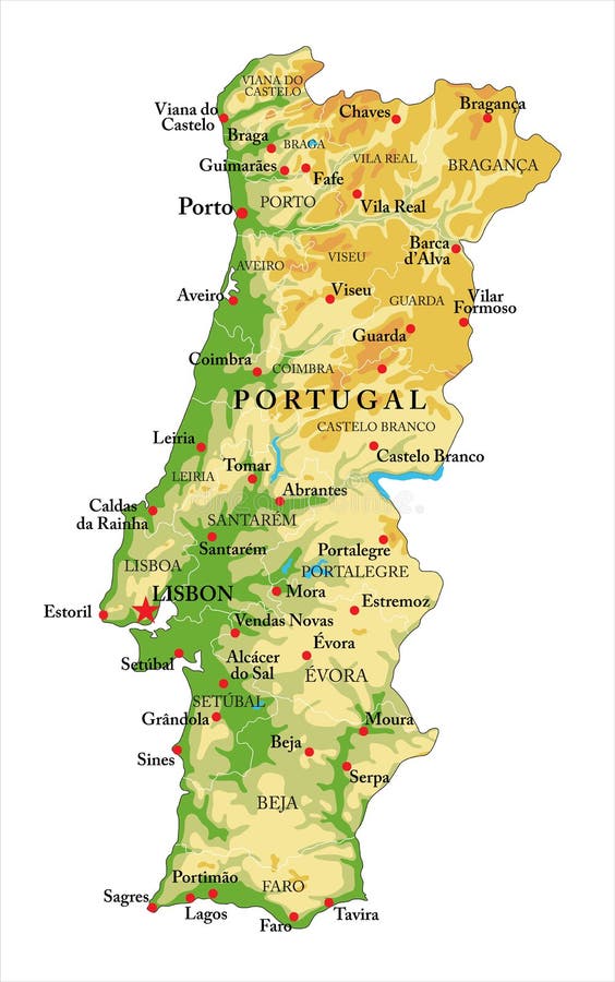 Portugal mapa ilustração vetorial detalhado mapa de portugal com regiões