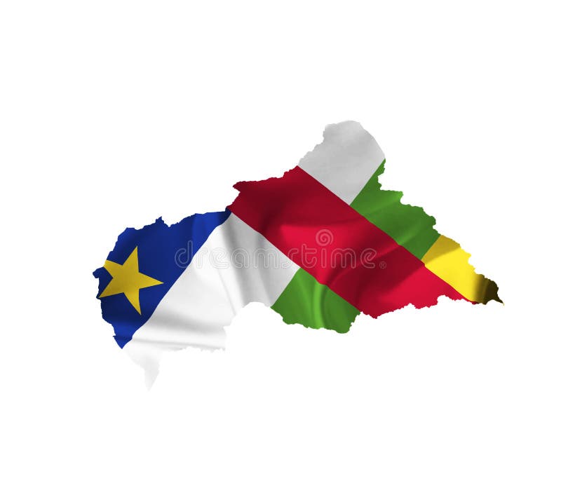 Map of Central African Republic with waving flag isolated on white. Map of Central African Republic with waving flag isolated on white