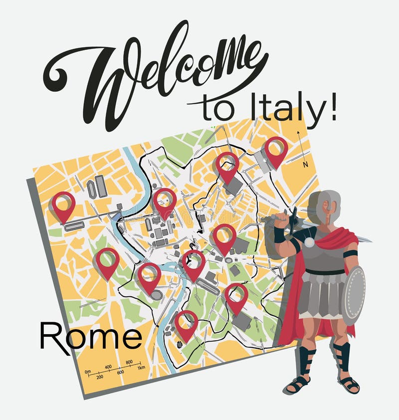Mapa de Roma gladiator jogo ilustração stock Mapa de Roma gladiator jogo ilustração stock