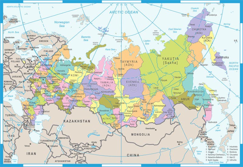Mapa De Rusia - Ejemplo Del Vector Stock de ilustración - Ilustración