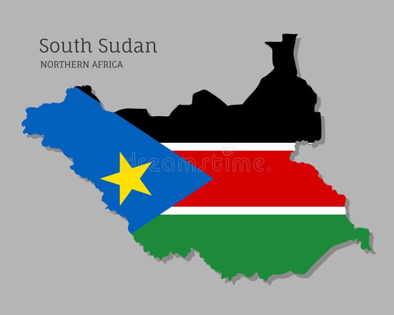 Mapa De Sudán Del Sur Con Bandera Nacional Ilustración Del Vector