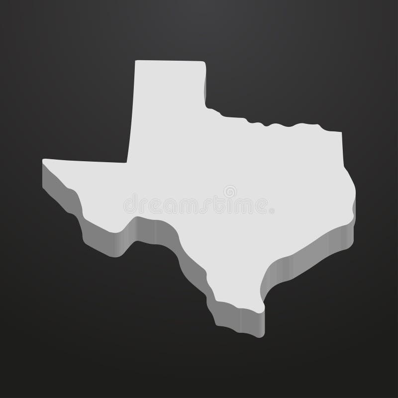 Mapa de Texas State no cinza em um fundo preto 3d ilustração stock Mapa de Texas State no cinza em um fundo preto 3d ilustração stock