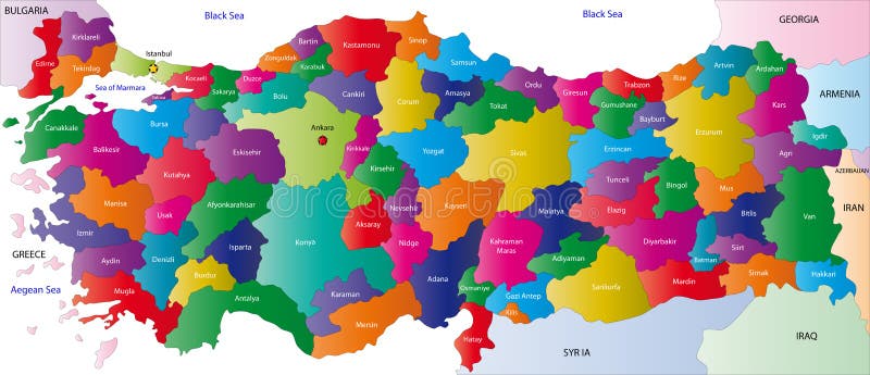 Mapa de Turquia ilustração royalty free Mapa de Turquia ilustração royalty free