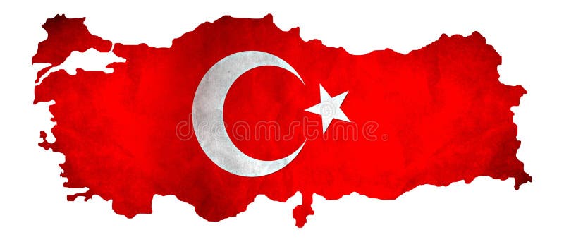 Mapa de Turquia com bandeira ilustração royalty free Mapa de Turquia com bandeira ilustração royalty free
