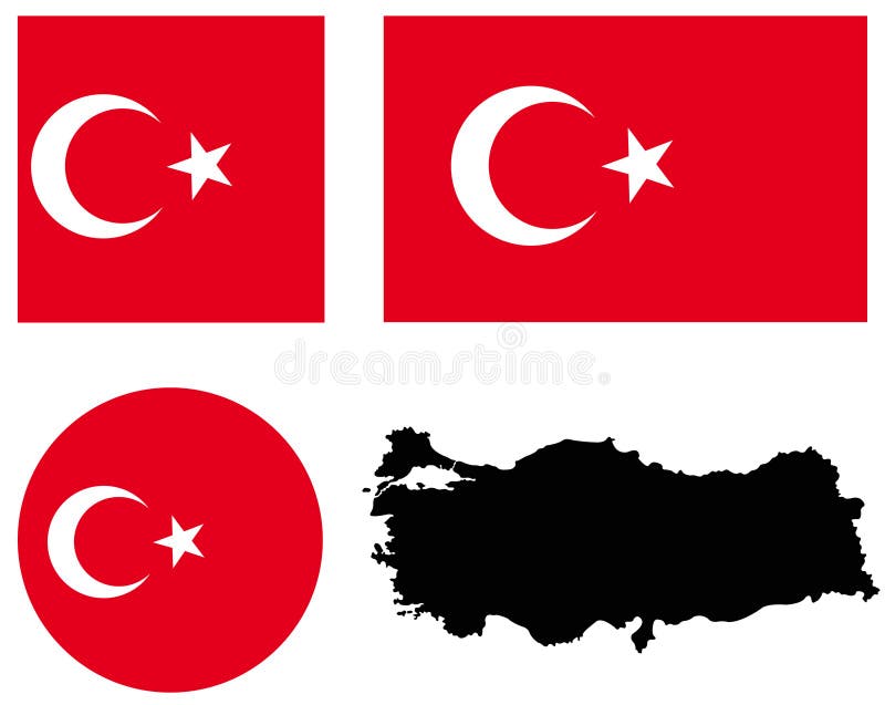 Mapa de Turquia e bandeira - país transcontinental em Eurasia ilustração royalty free Mapa de Turquia e bandeira - país transcontinental em Eurasia ilustração royalty free