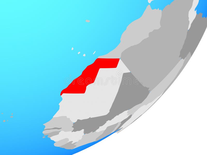 Western Sahara on blue political globe. 3D illustration. Western Sahara on blue political globe. 3D illustration.