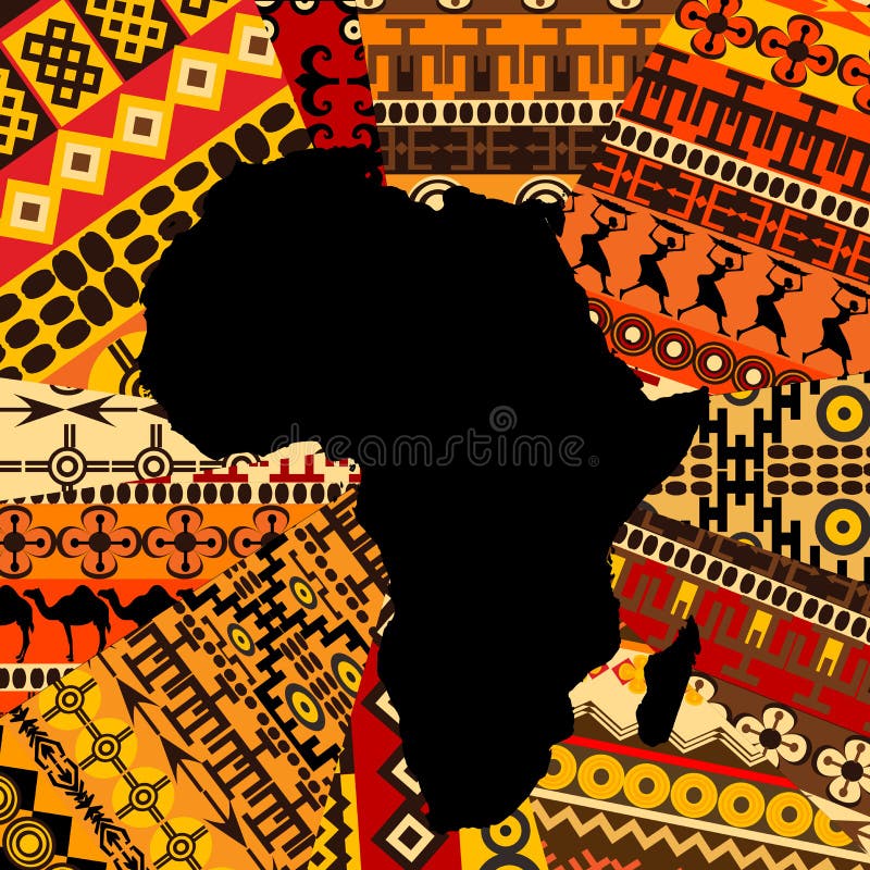 Mapa de África na origem étnica ilustração stock Mapa de África na origem étnica ilustração stock