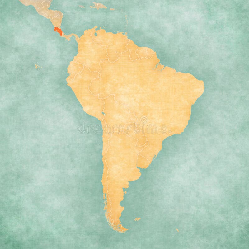 Mapa de Ámérica do Sul - Costa Rica